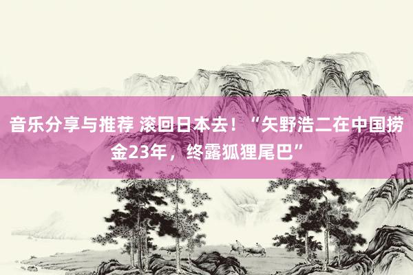 音乐分享与推荐 滚回日本去！“矢野浩二在中国捞金23年，终露狐狸尾巴”