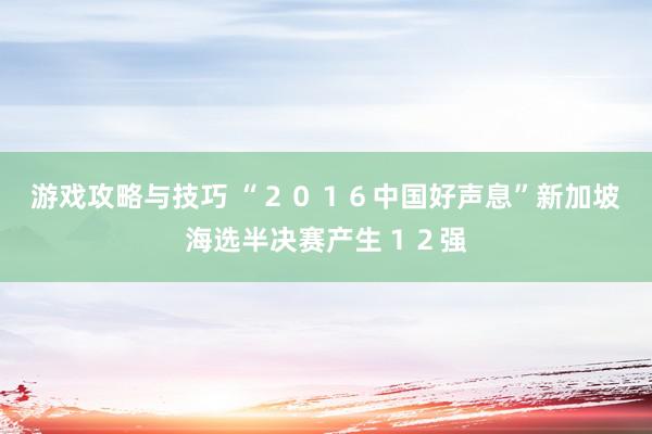 游戏攻略与技巧 “２０１６中国好声息”新加坡海选半决赛产生１２强