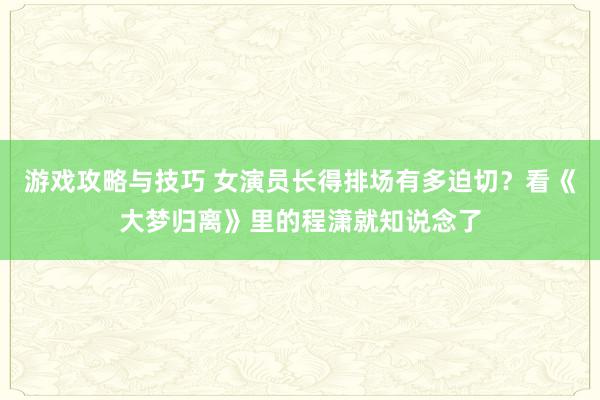 游戏攻略与技巧 女演员长得排场有多迫切？看《大梦归离》里的程潇就知说念了