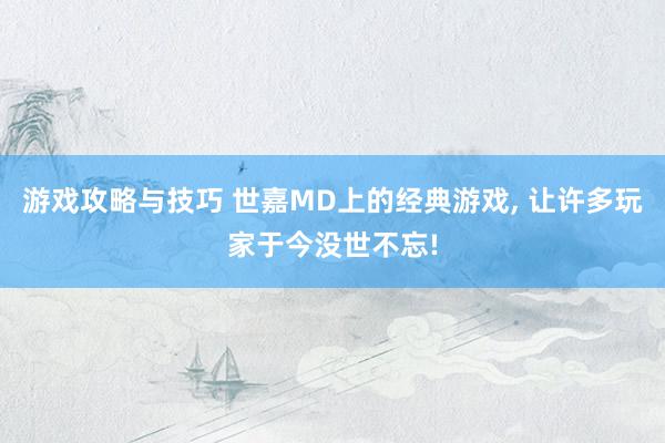 游戏攻略与技巧 世嘉MD上的经典游戏, 让许多玩家于今没世不忘!