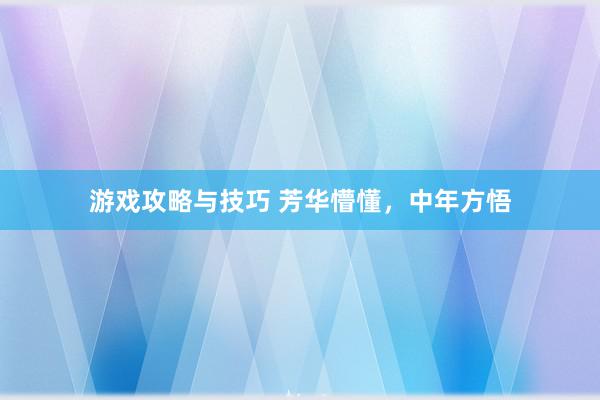 游戏攻略与技巧 芳华懵懂，中年方悟