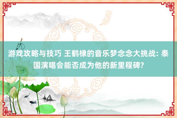 游戏攻略与技巧 王鹤棣的音乐梦念念大挑战: 泰国演唱会能否成为他的新里程碑?