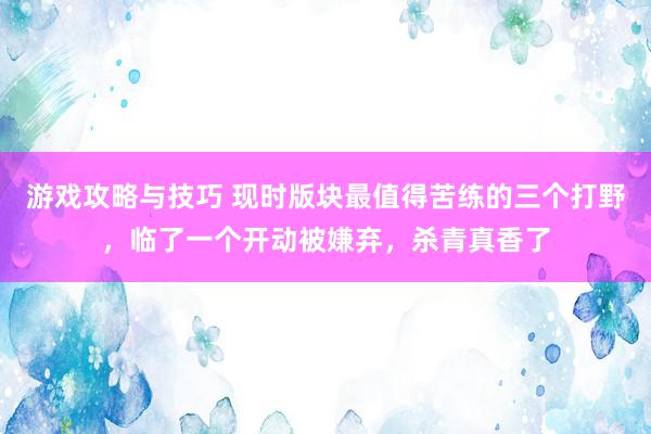 游戏攻略与技巧 现时版块最值得苦练的三个打野，临了一个开动被嫌弃，杀青真香了