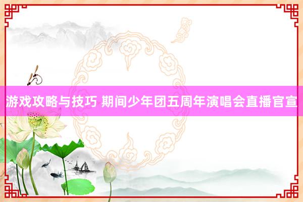 游戏攻略与技巧 期间少年团五周年演唱会直播官宣