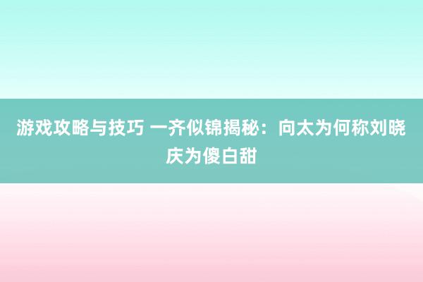 游戏攻略与技巧 一齐似锦揭秘：向太为何称刘晓庆为傻白甜