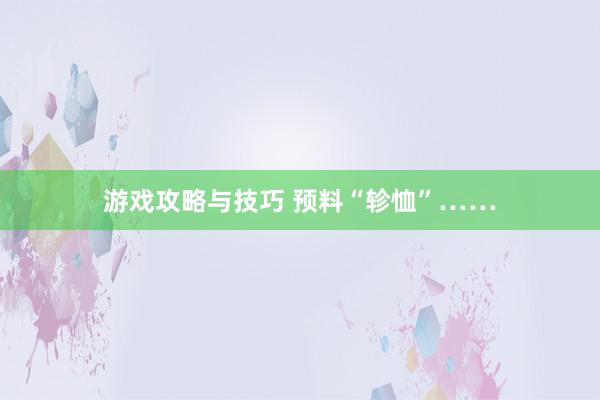 游戏攻略与技巧 预料“轸恤”……