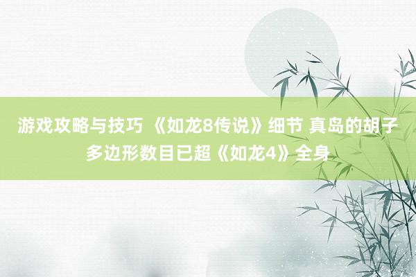 游戏攻略与技巧 《如龙8传说》细节 真岛的胡子多边形数目已超《如龙4》全身