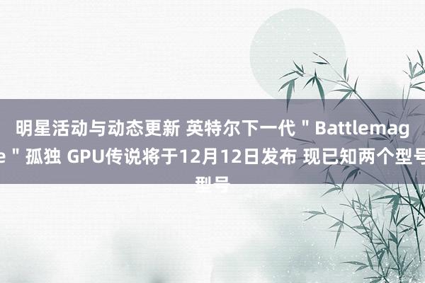 明星活动与动态更新 英特尔下一代＂Battlemage＂孤独 GPU传说将于12月12日发布 现已知两个型号